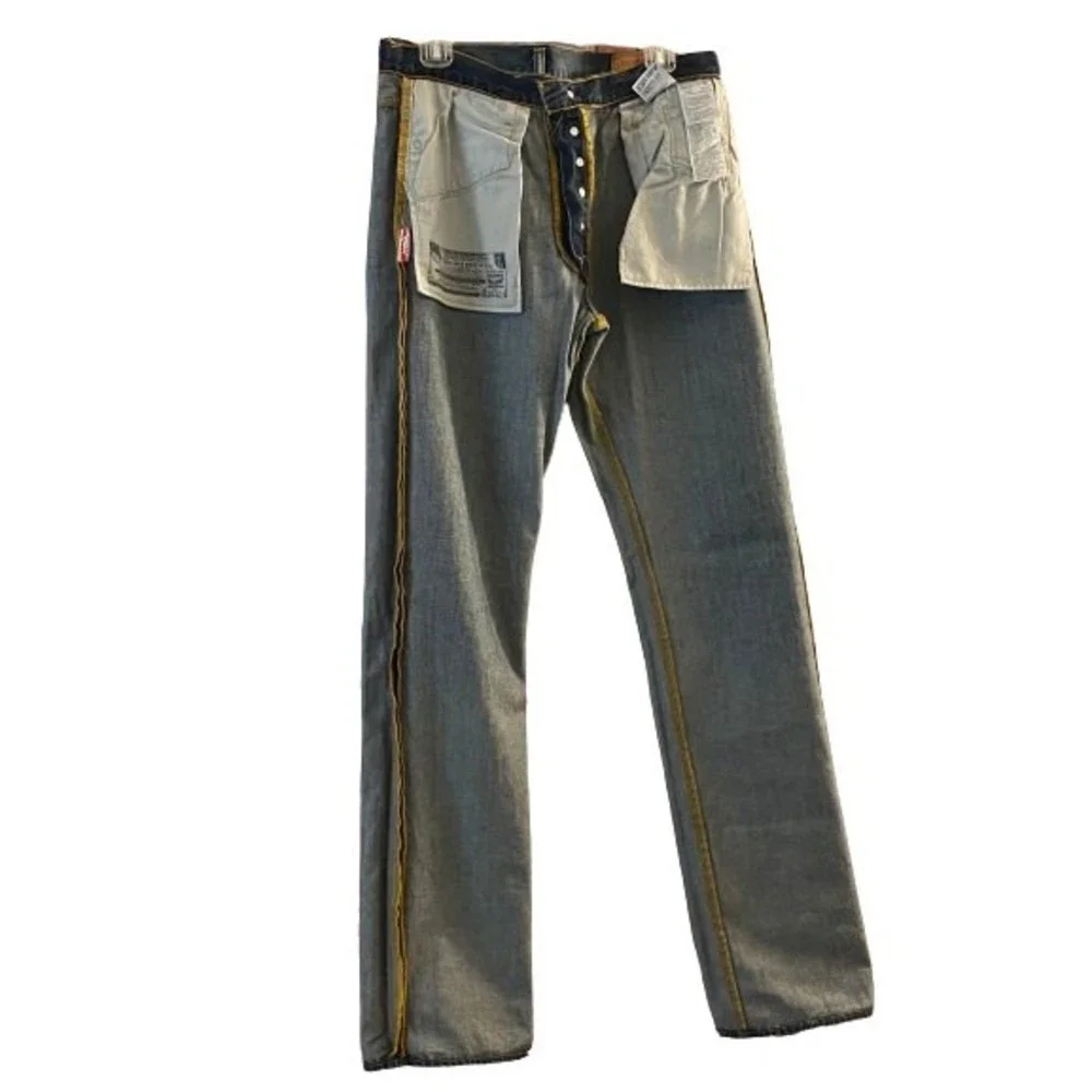 Men's 501 XX Levi Strauss Straight Leg Denim Jeans Stone Wash Size W34